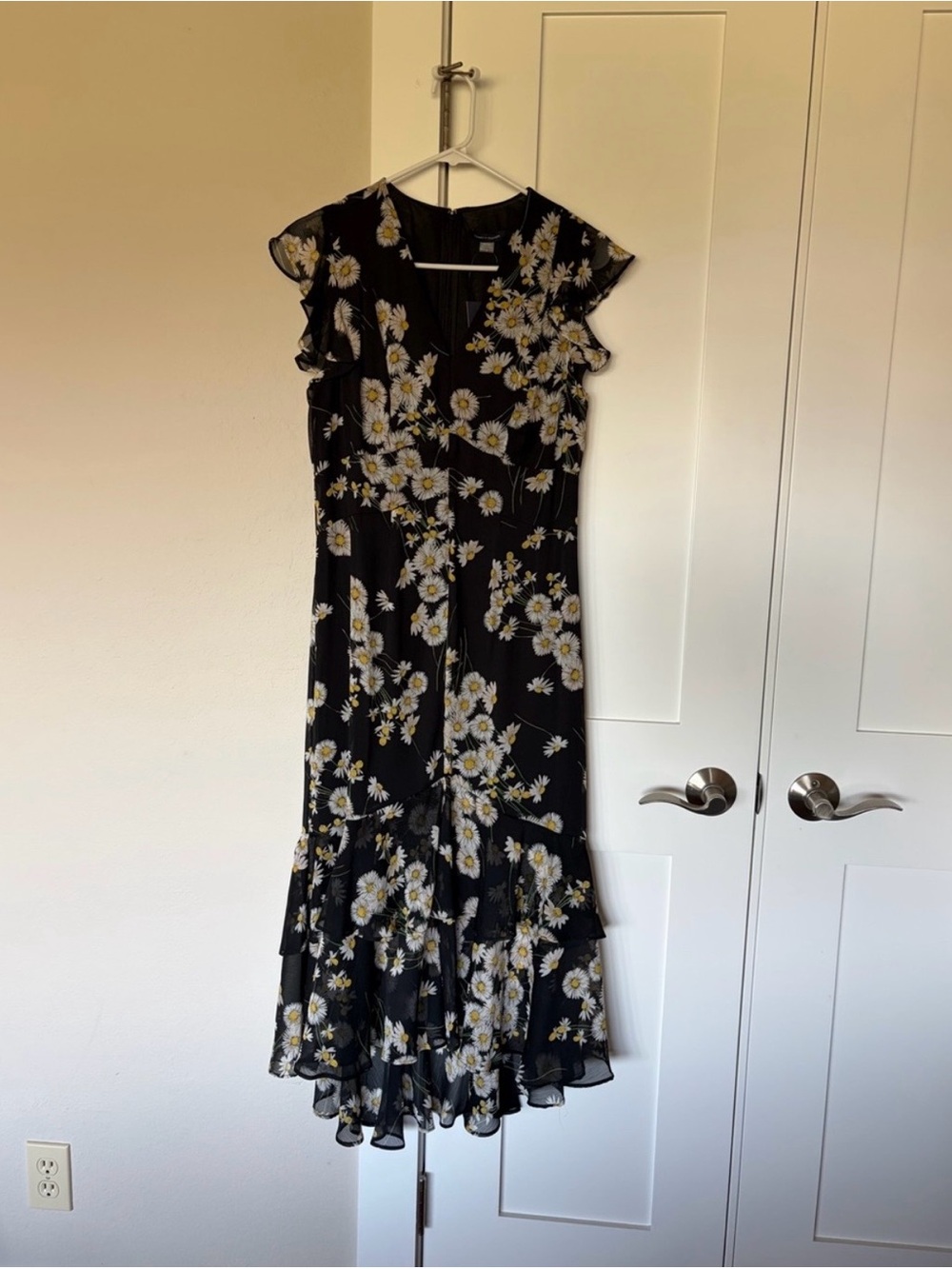 Tommy Hilfiger Black Floral Midi Dress with Yellow Daisy Print - Picture 3 of 5